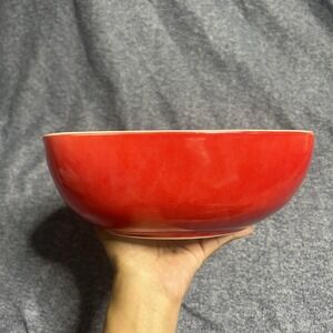 VTG LARGE PYREX OVENWARE RED 9" SQUARE BOWL 525B 2.5 QT